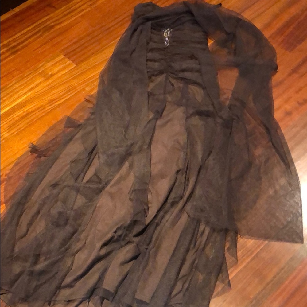 Strapless brown cocktail dress